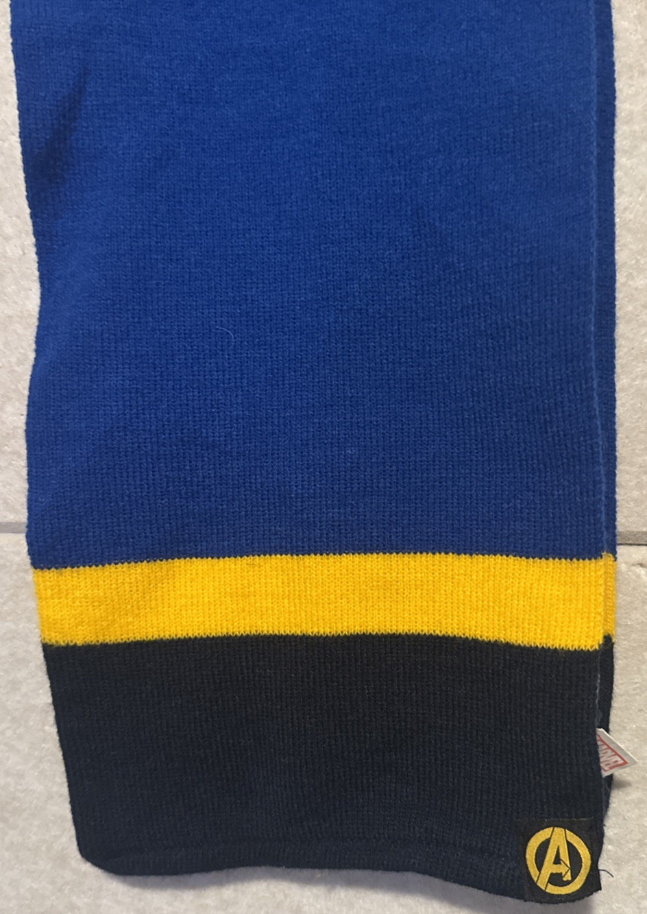 Marvel Avengers Blue Yellow Scarf 8" x 50" Superhero Fan Accessory